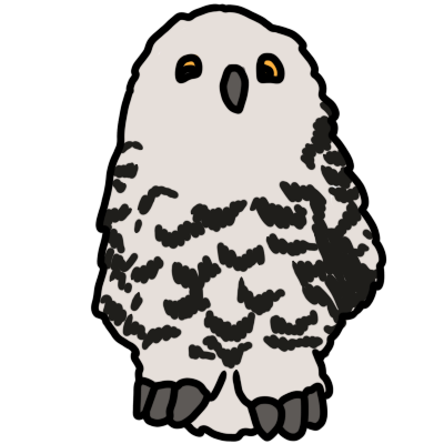 a plush of a snowy owl. it is a little lopsided.